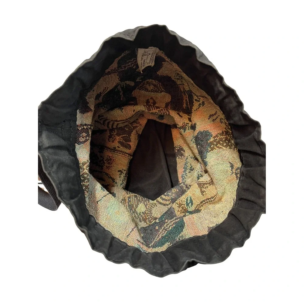 Vintage‎ 90s Teddy Bear Tapestry Bag Round Drawstring Backpack Kidcore Cottage